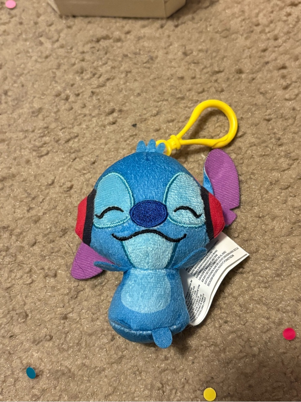 NWOT Stitch wearing red headphones Plush Keychain